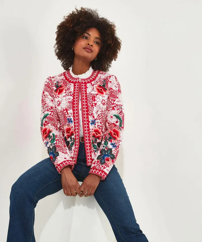 Women Joe Browns Fleur Boutique Quilted Jacket Red Women Joe Browns Fleur Boutique Quilted Jacket Red