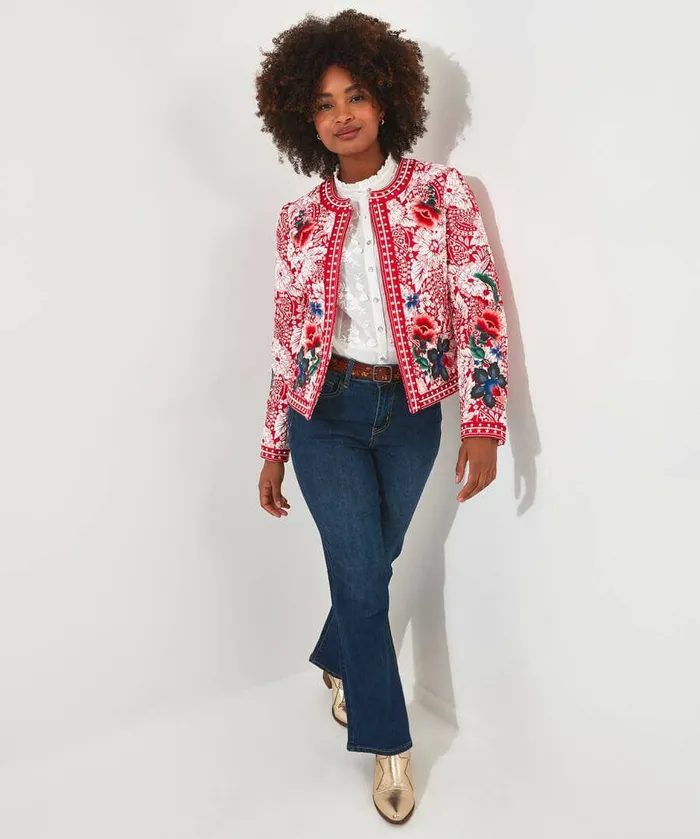 Women Joe Browns Fleur Boutique Quilted Jacket Red Women Joe Browns Fleur Boutique Quilted Jacket Red