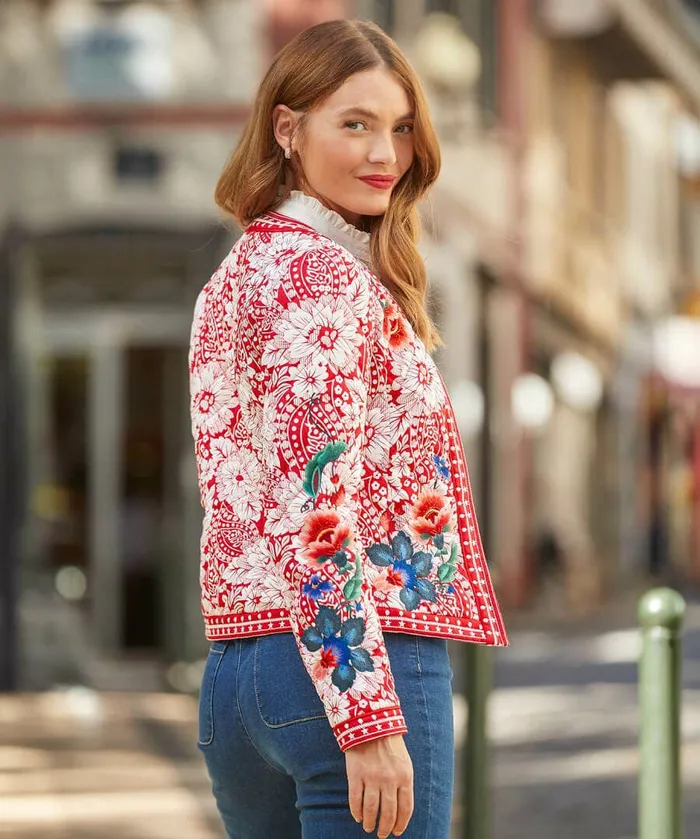 Women Joe Browns Fleur Boutique Quilted Jacket Red Women Joe Browns Fleur Boutique Quilted Jacket Red