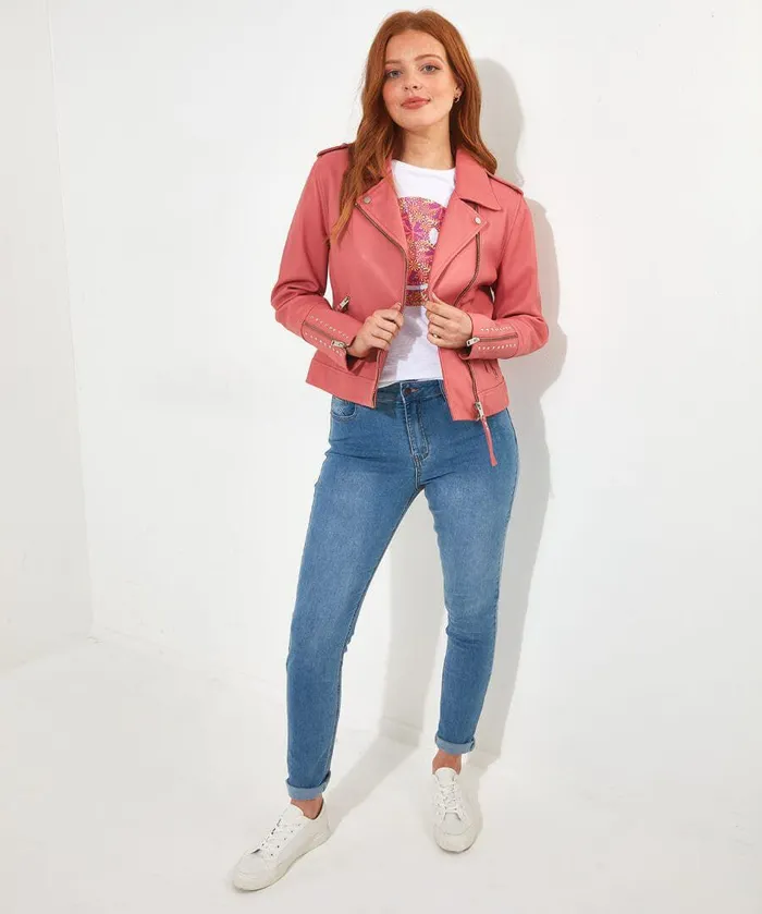 Women Joe Browns Rosalie Leather Jacket Rose Women Joe Browns Rosalie Leather Jacket Rose