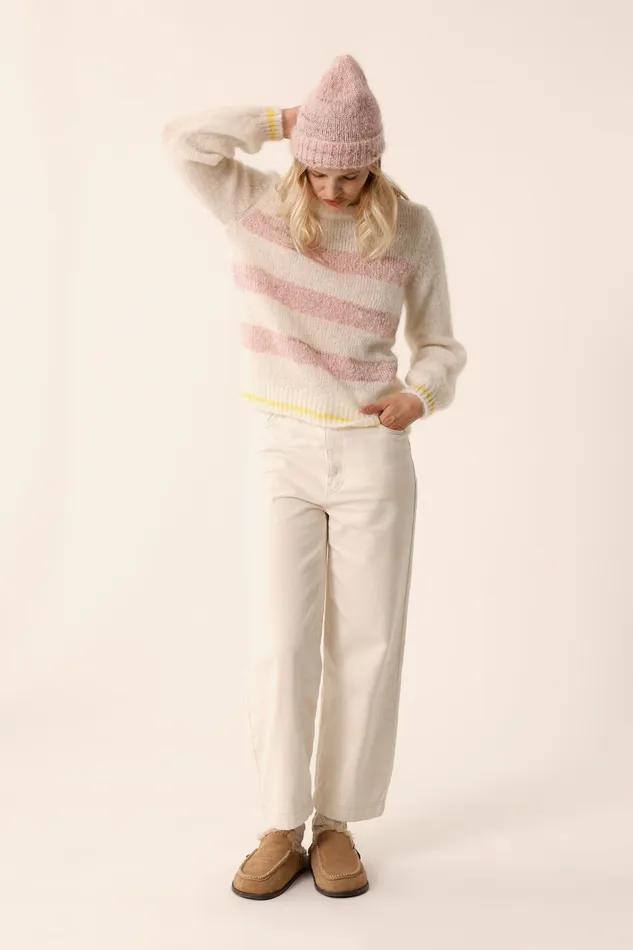 Women Jumper Alba EcruBrume Poudre Pull Mohair cru Et Rose Des Petits Hauts Jumpers and Cardigans Women Jumper Alba EcruBrume Poudre Pull Mohair cru Et Rose Des Petits Hauts Jumpers and Cardigans