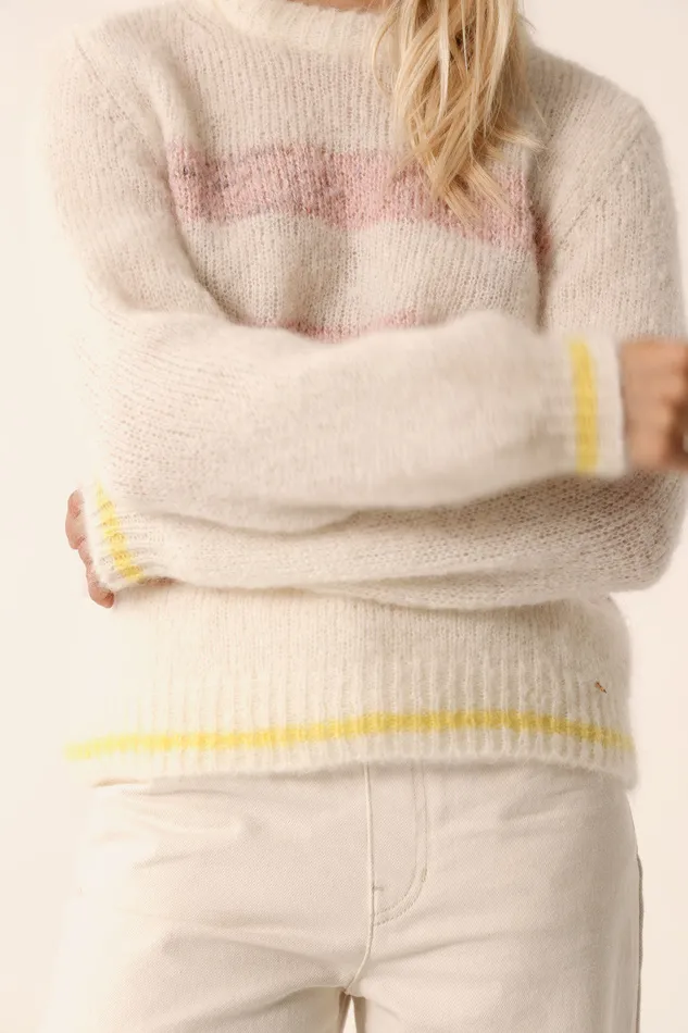 Women Jumper Alba EcruBrume Poudre Pull Mohair cru Et Rose Des Petits Hauts Jumpers and Cardigans
