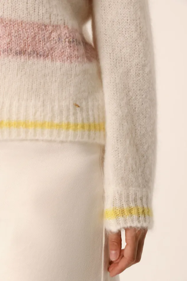 Women Jumper Alba EcruBrume Poudre Pull Mohair cru Et Rose Des Petits Hauts Jumpers and Cardigans