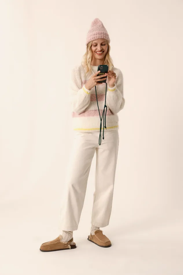 Women Jumper Alba EcruBrume Poudre Pull Mohair cru Et Rose Des Petits Hauts Jumpers and Cardigans