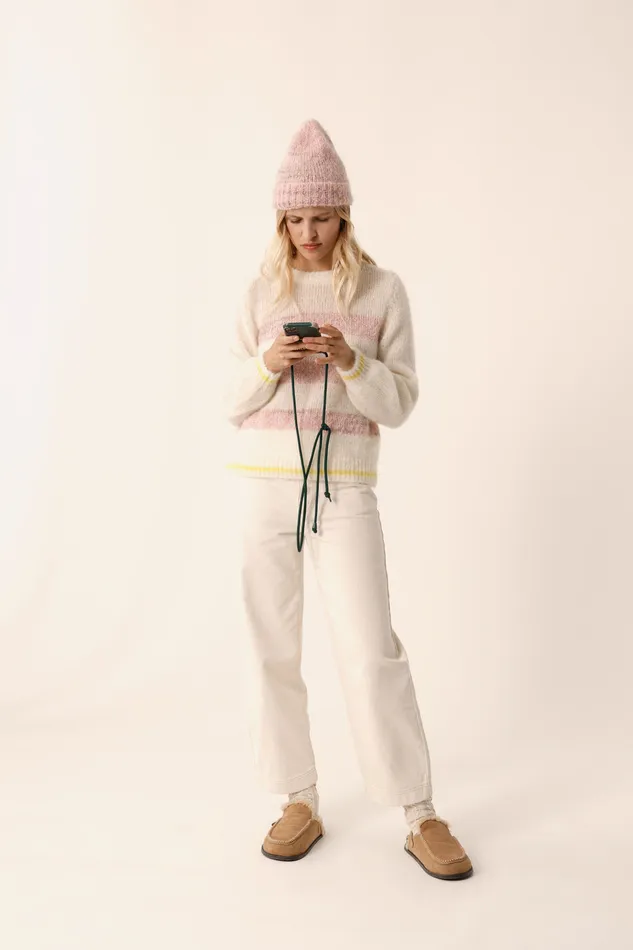 Women Jumper Alba EcruBrume Poudre Pull Mohair cru Et Rose Des Petits Hauts Jumpers and Cardigans