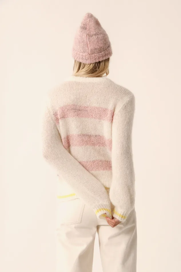 Women Jumper Alba EcruBrume Poudre Pull Mohair cru Et Rose Des Petits Hauts Jumpers and Cardigans