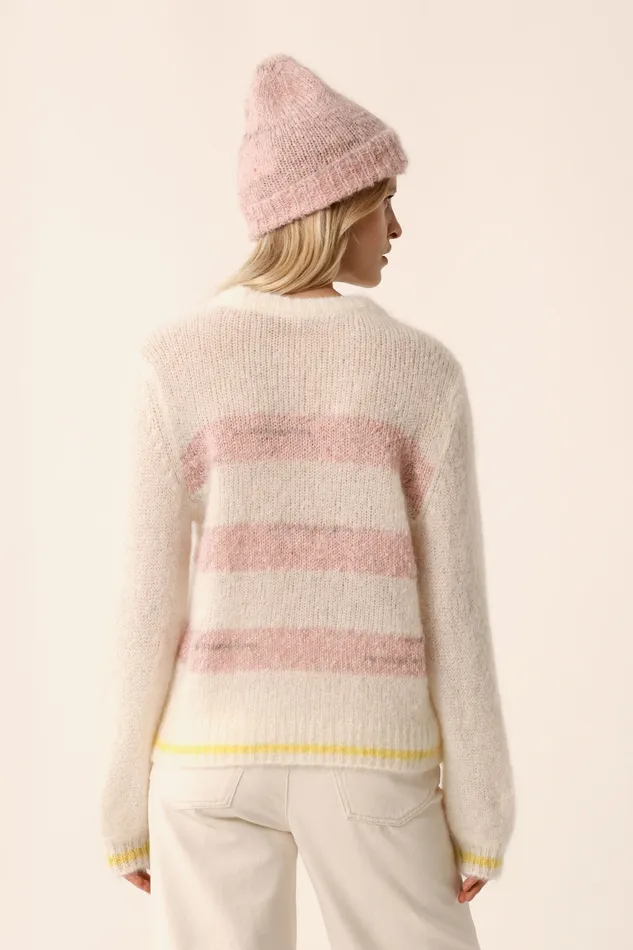 Women Jumper Alba EcruBrume Poudre Pull Mohair cru Et Rose Des Petits Hauts Jumpers and Cardigans