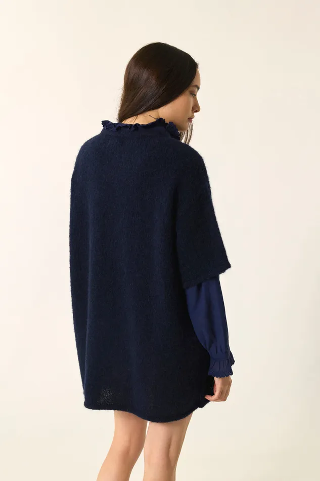 Women Jumper Anatole Marine Pull Alpaga Superfine Bleu Marine Des Petits Hauts Jumpers and Cardigans
