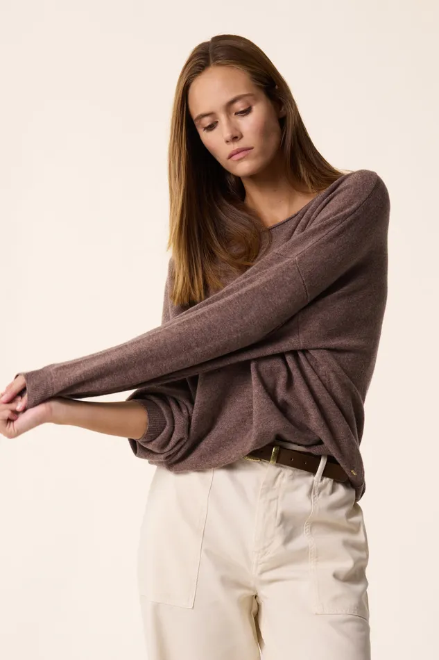 Women Jumper Aragone Galet Pull Laine Mrinos Gris Des Petits Hauts Jumpers and Cardigans