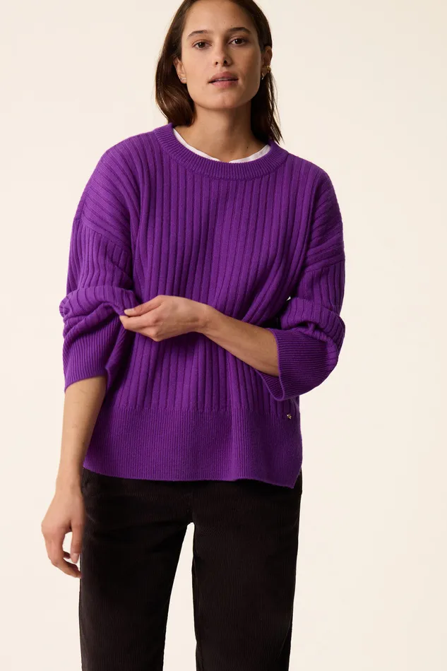 Women Jumper Aristou Violette Pull Laine Mrinos Violet Des Petits Hauts Jumpers and Cardigans