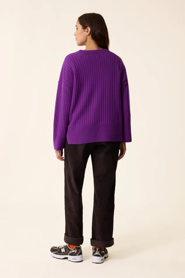 Women Jumper Aristou Violette Pull Laine Mrinos Violet Des Petits Hauts Jumpers and Cardigans