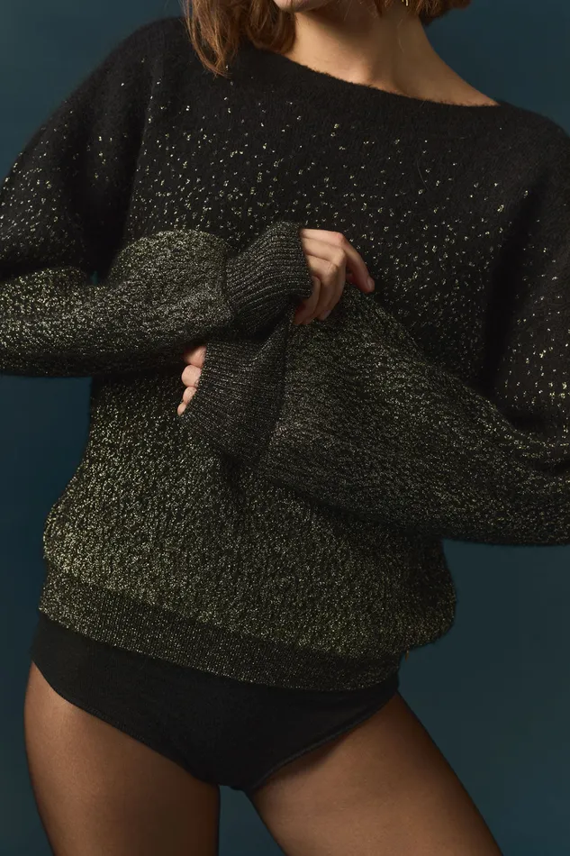 Women Jumper Baya Noir Pull En Maille Laine Et Mohair Avec Fil Lurex Des Petits Hauts Jumpers and Cardigans