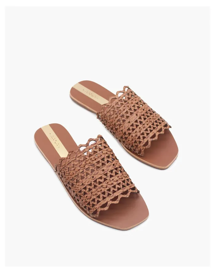 Women KAANAS ESTELA LASER CUT LEATHER SANDAL Brown Madewell Sandals