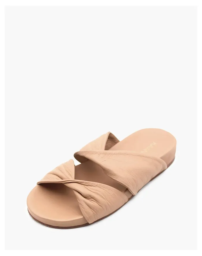 Women KAANAS Morelia Twisted Bands Pool Slide Almond Madewell Sandals Women KAANAS Morelia Twisted Bands Pool Slide Almond Madewell Sandals