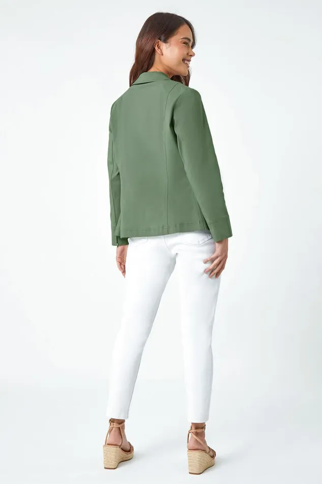 Women Khaki Petite Premium Stretch Blazer Roman Jackets