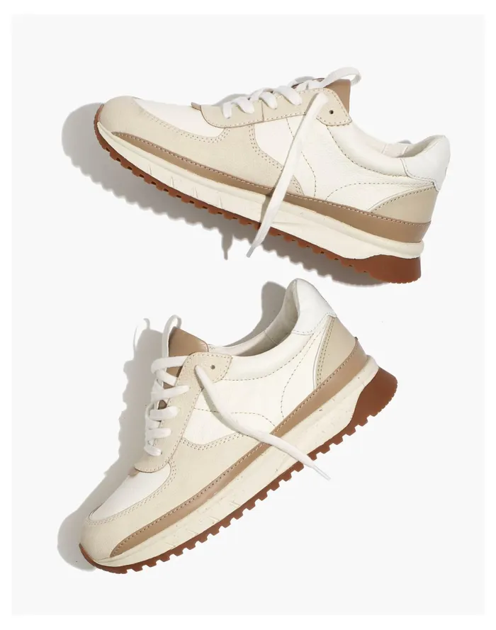 Women Kickoff Trainer Sneakers In Neutral Colorblock Leather Antique Cream Multi Madewell Sneakers