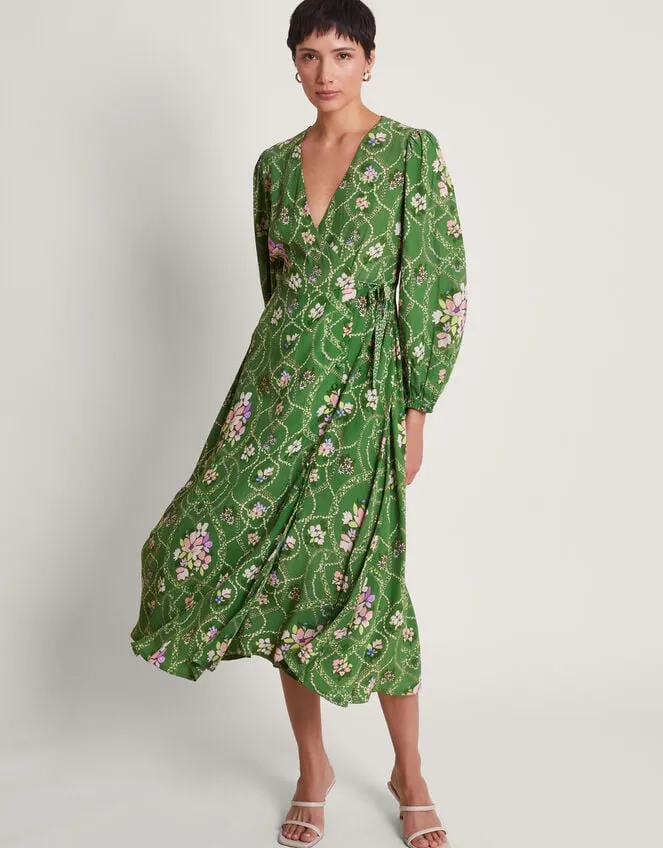 Women Kira Wrap Dress Green Monsoon Occasionwear