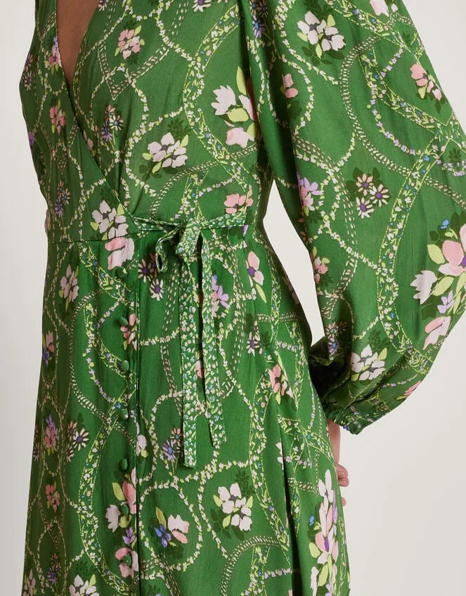 Women Kira Wrap Dress Green Monsoon Occasionwear