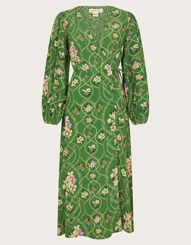 Women Kira Wrap Dress Green Monsoon Occasionwear