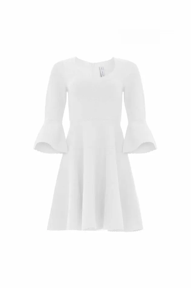 Women Knitwear Needle and Thread Pretty Pointelle Knit Scoop Neck Mini Dress White