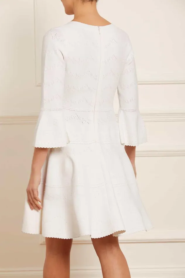 Women Knitwear Needle and Thread Pretty Pointelle Knit Scoop Neck Mini Dress White