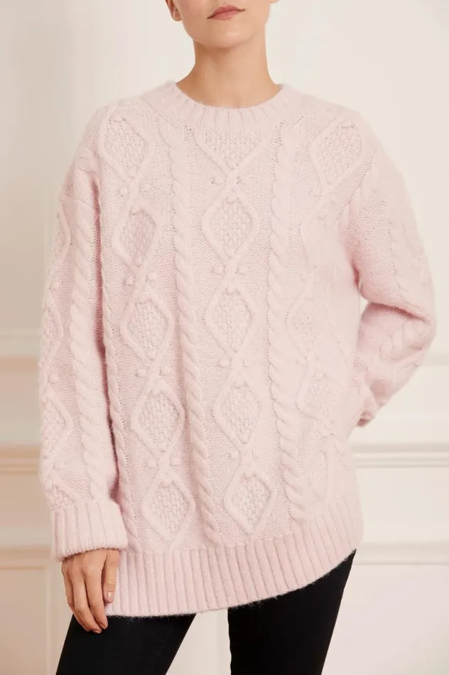 Women Knitwear Needle and Thread Sylvie Cable Longline Jumper Pink