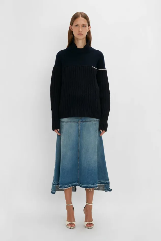 Women Knitwear Victoria Beckham Collar Detail Jumper In Navy