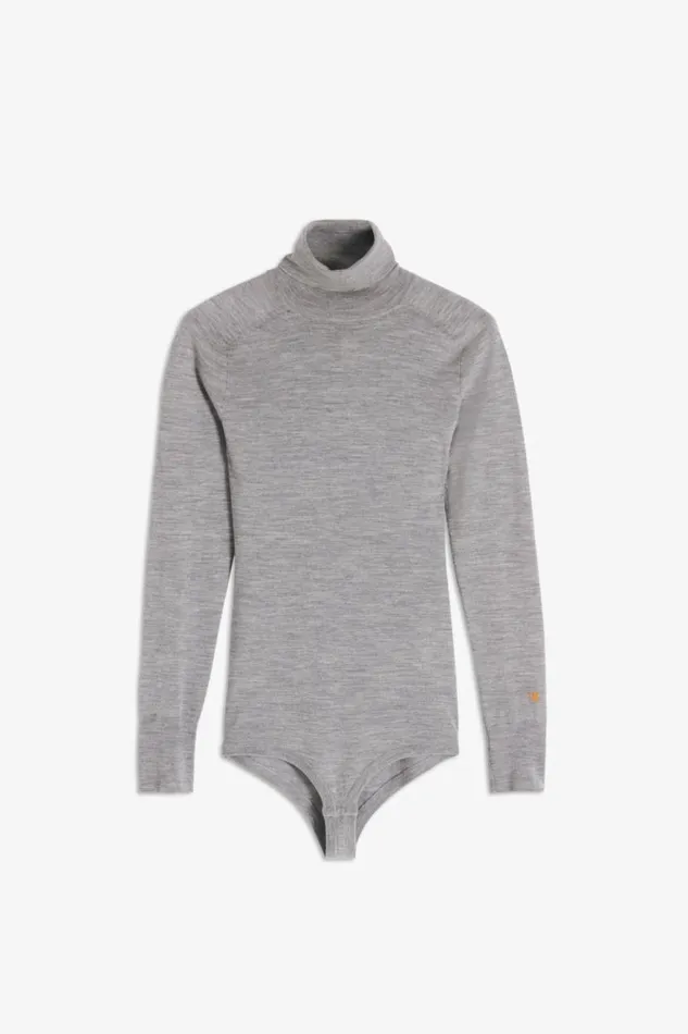 Women Knitwear Victoria Beckham Poloneck Bodysuit In Grey Marl Women Knitwear Victoria Beckham Poloneck Bodysuit In Grey Marl
