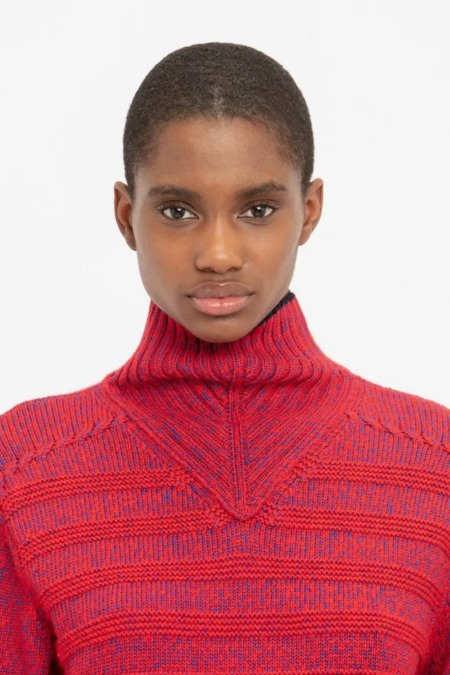 Women Knitwear Victoria Beckham Ribbed Detail Polo Neck In Red