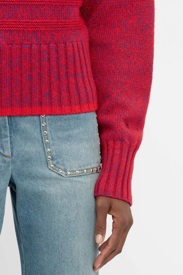 Women Knitwear Victoria Beckham Ribbed Detail Polo Neck In Red