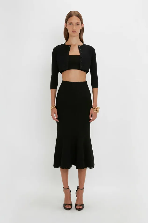 Women Knitwear Victoria Beckham VB Body Cropped Cardigan In Black