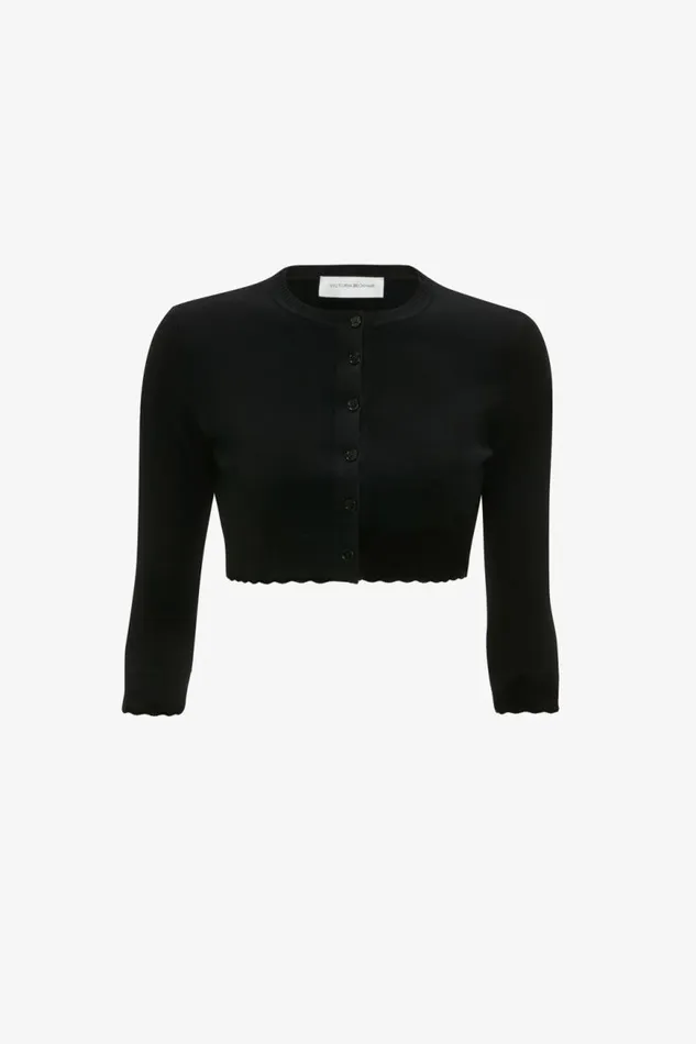 Women Knitwear Victoria Beckham VB Body Cropped Cardigan In Black