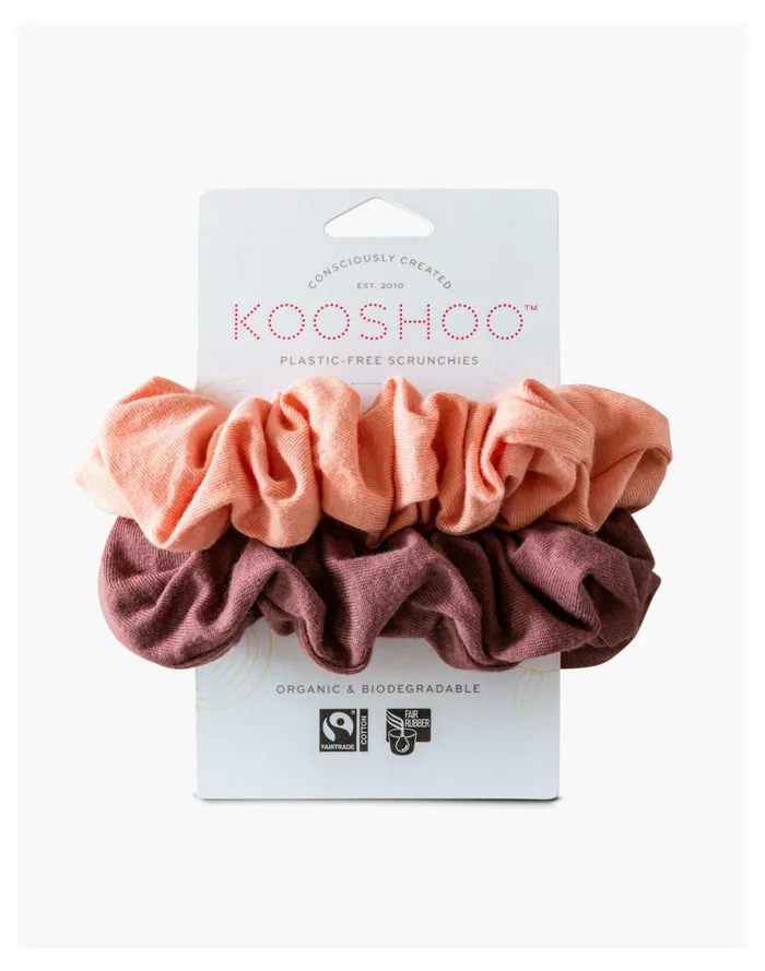 Women KOOSHOO Two Pack Plastic Free Organic Cotton Scrunchies Pink Multi Madewell Hair Accessories