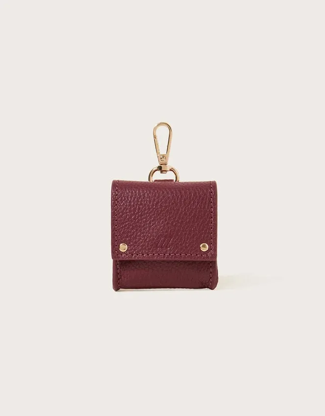 Women Leather Ear Pod Case Red Monsoon Bags and Purses