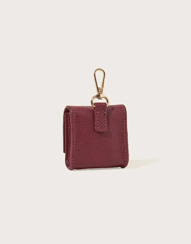 Women Leather Ear Pod Case Red Monsoon Bags and Purses