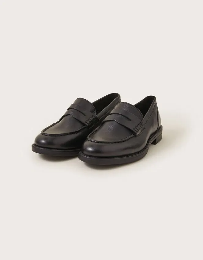 Women Leather Loafers Black Monsoon Flats