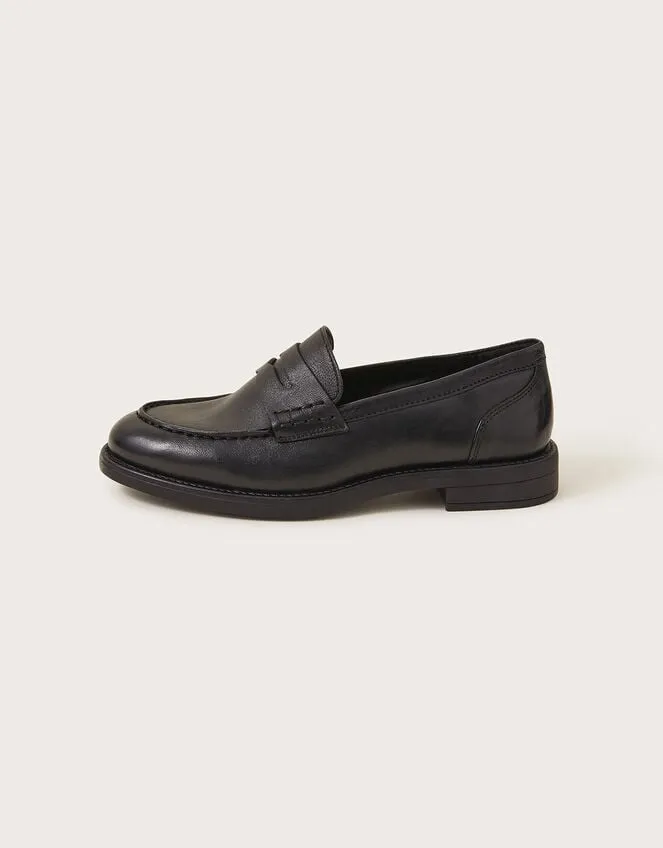Women Leather Loafers Black Monsoon Flats