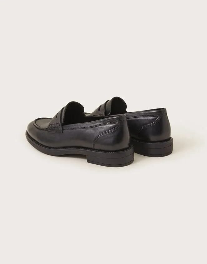 Women Leather Loafers Black Monsoon Flats
