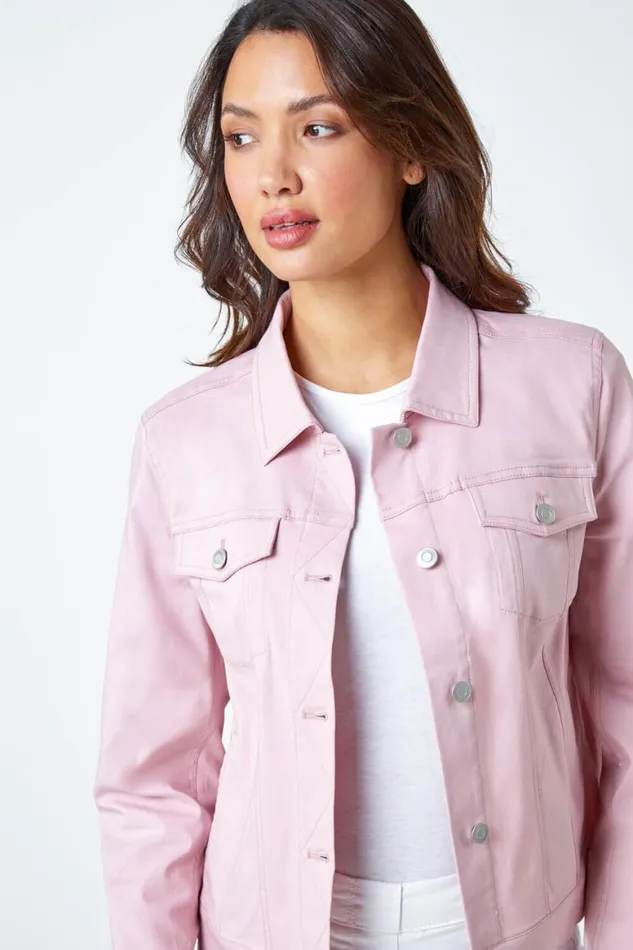 Women Light Pink Stretch Pocket Detail Jacket Roman Coords
