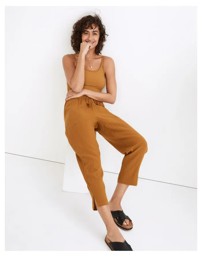 Women Lightestspun Beach Cover Up Pants Antique Gold Madewell Swim