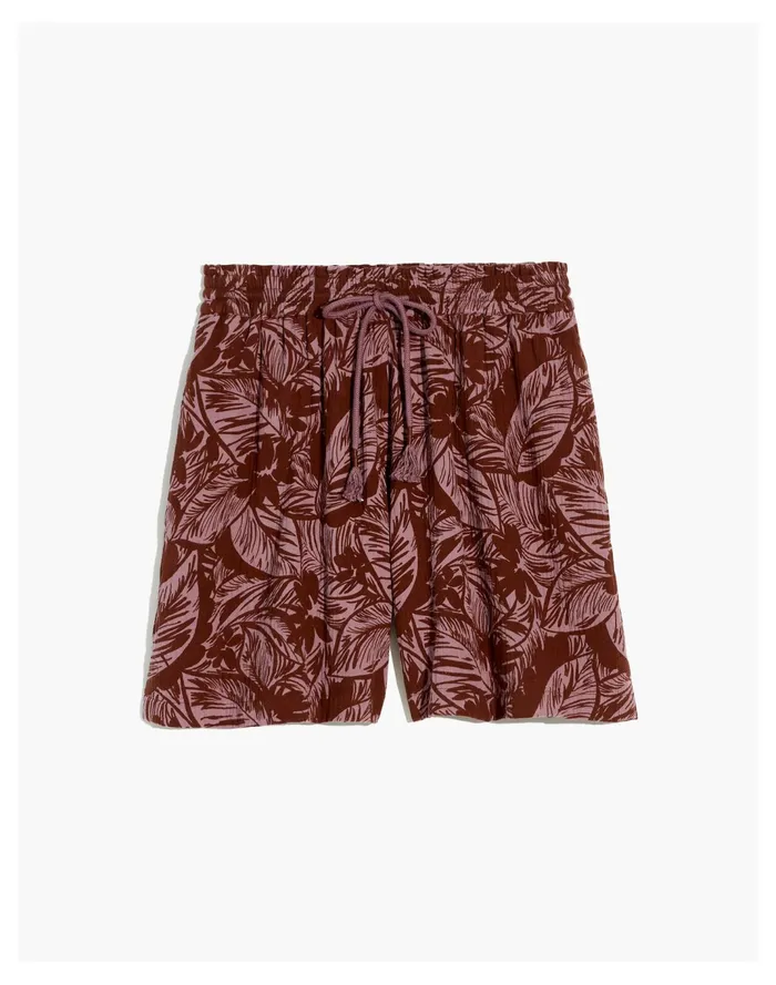 Women Lightestspun Pull On Cover Up Shorts In Palm Leaves Fig Madewell Swim Women Lightestspun Pull On Cover Up Shorts In Palm Leaves Fig Madewell Swim
