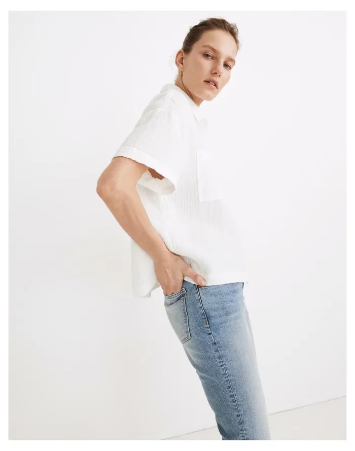 Women Lightspun Beachside Shirt Lighthouse Madewell Tops and Shirts Women Lightspun Beachside Shirt Lighthouse Madewell Tops and Shirts