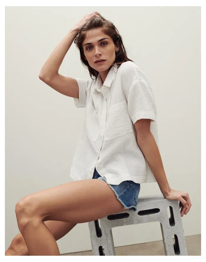 Women Lightspun Beachside Shirt Lighthouse Madewell Tops and Shirts Women Lightspun Beachside Shirt Lighthouse Madewell Tops and Shirts