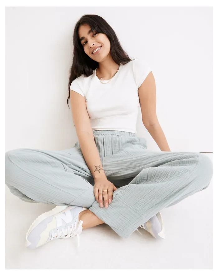 Women Lightspun Pull On Balloon Pants Blue Horizon Madewell Pants Women Lightspun Pull On Balloon Pants Blue Horizon Madewell Pants