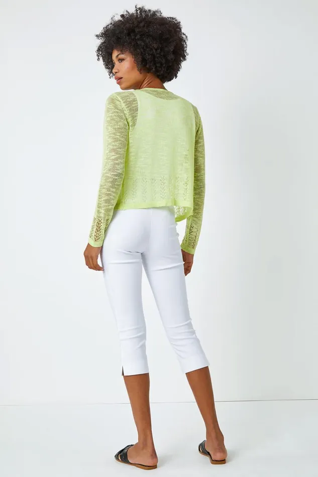 Women Lime Lightweight Knitted Shrug Roman Knitwear