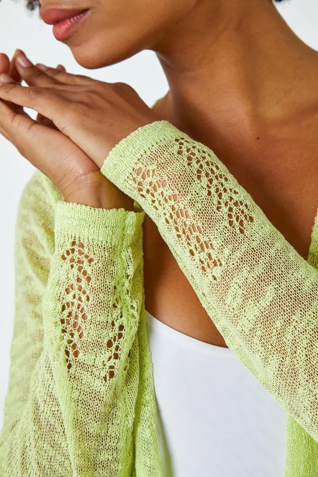 Women Lime Lightweight Knitted Shrug Roman Knitwear
