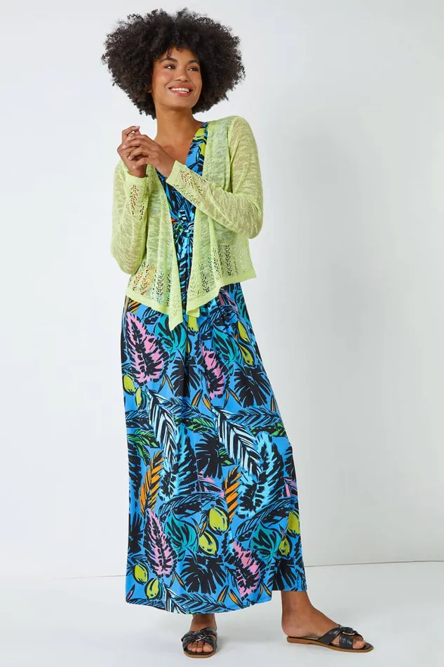 Women Lime Lightweight Knitted Shrug Roman Knitwear