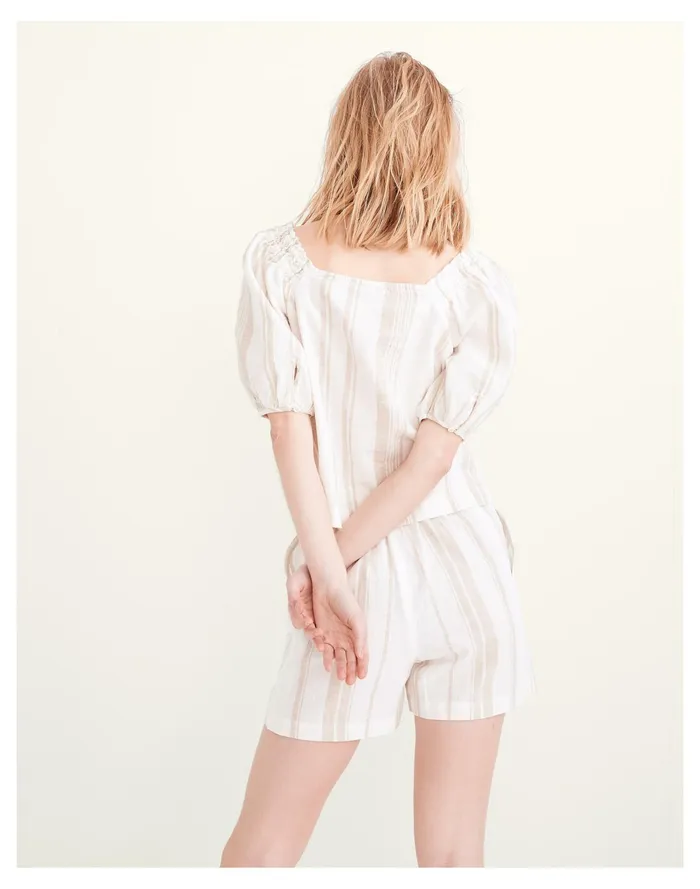 Women Linen Blend Square Neck Button Front Top Natural Madewell Tops and Shirts Women Linen Blend Square Neck Button Front Top Natural Madewell Tops and Shirts