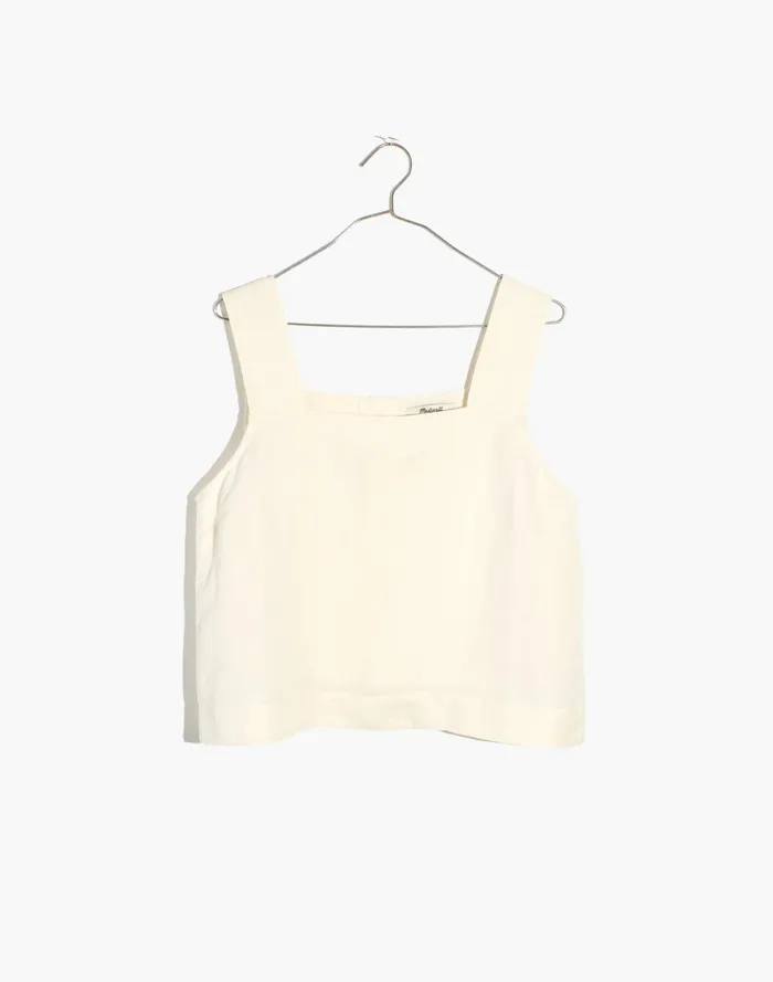 Women Linen Blend Sunside Button Back Top Lighthouse Madewell Tops and Shirts