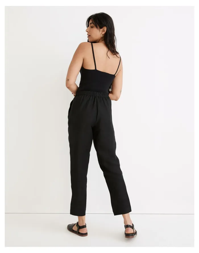 Women Linen Blend Track Trousers True Black Madewell Pants Women Linen Blend Track Trousers True Black Madewell Pants